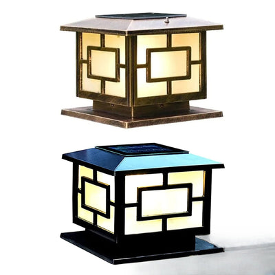 Luminaire solaire rétro pilier portail coloris bronze et noir