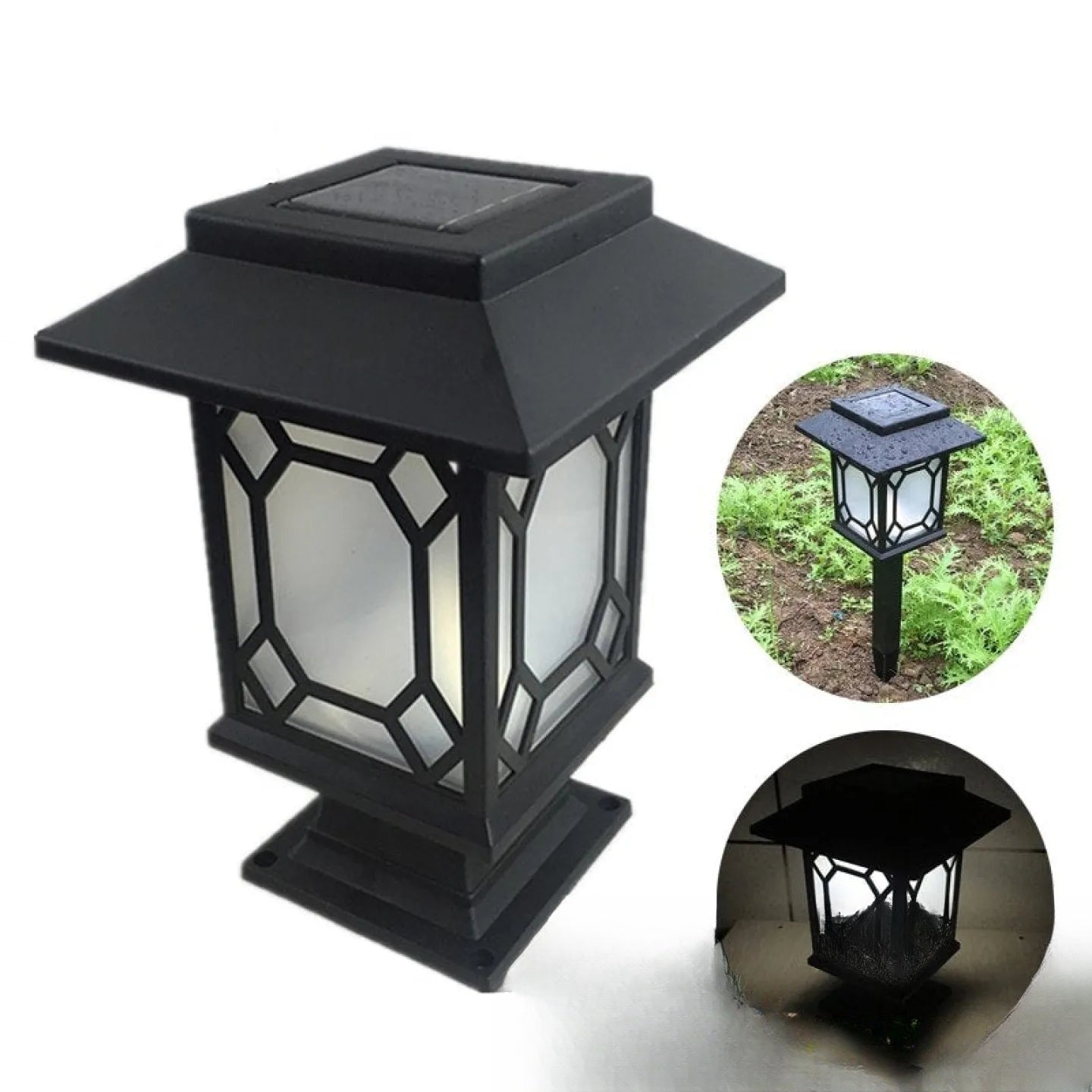 Lampe solaire extérieur pour pilier de portail LED - vue produit