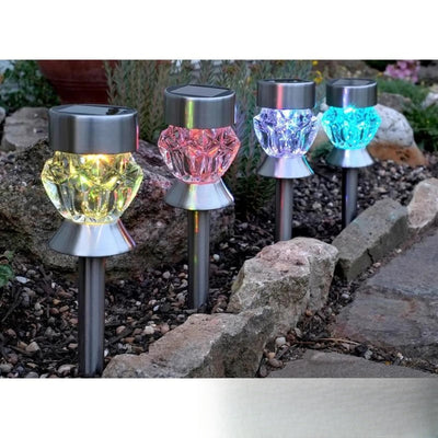 Piquet Solaire LED RGB Couleur Changeante Jardin Cube – cube planté dans le jardin