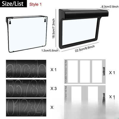 Dimensions et chiffres inclus de la plaque numéro de maison solaire