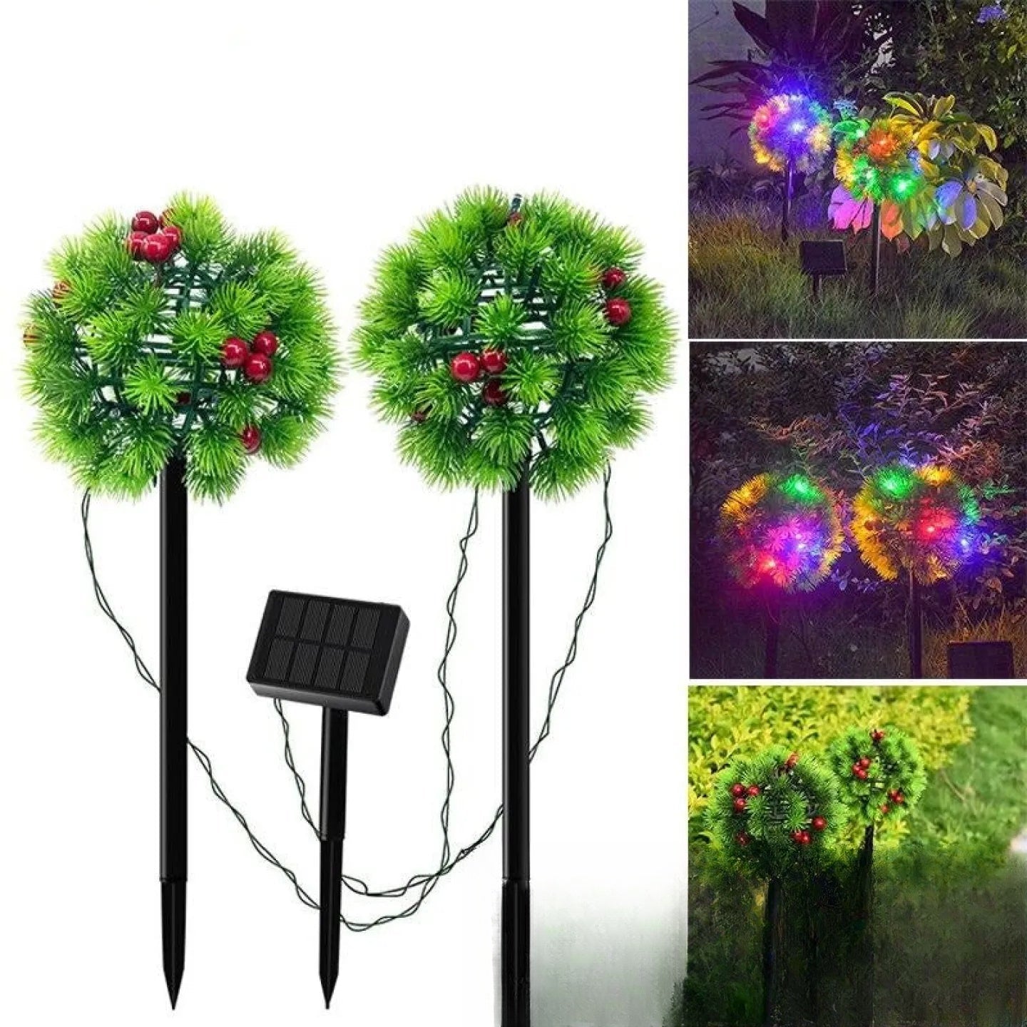 Lampe solaire décoration Noël pomme de pin LED