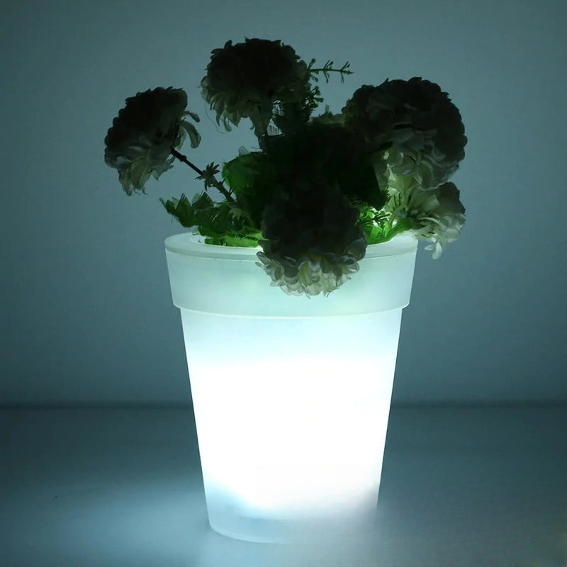 Pot de fleur lumineux solaire LED décoratif extérieur