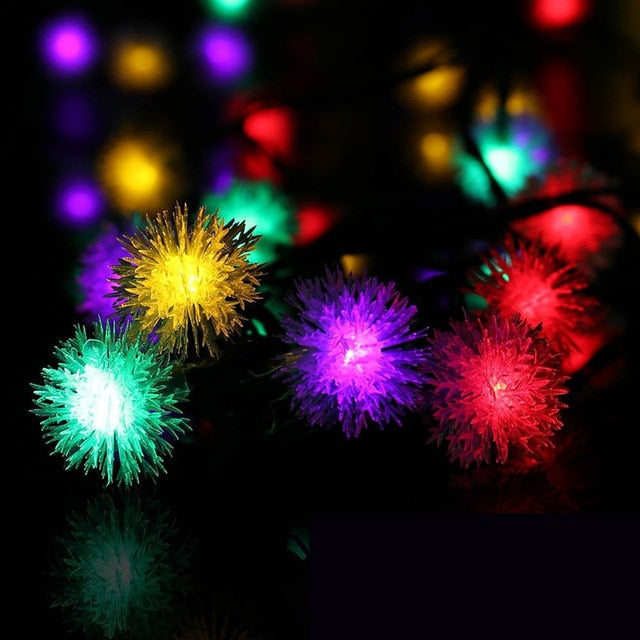 Guirlande solaire boules de neige multicolore 30 LED IP65