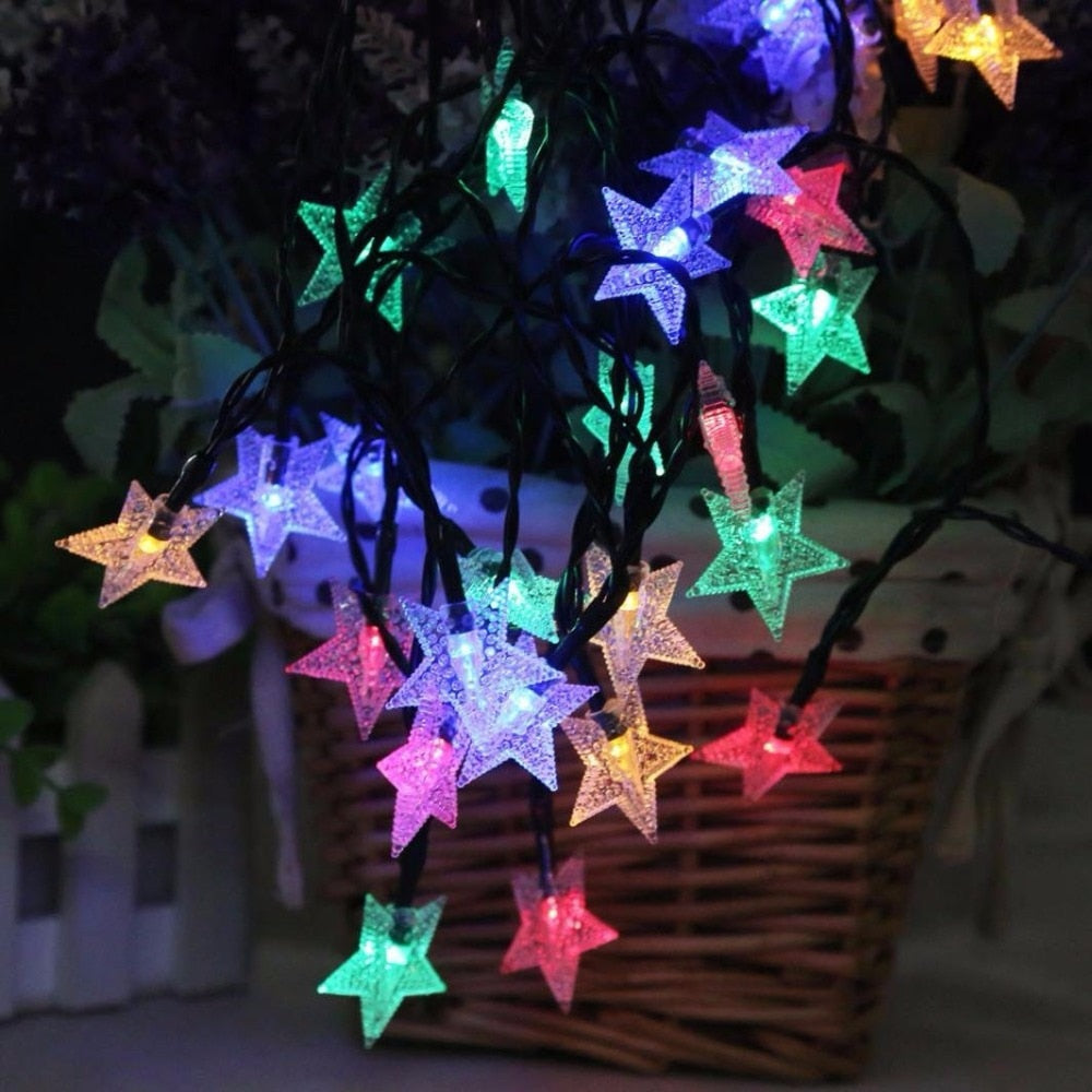 Guirlande solaire étoiles multicolores LED 5 à 22m