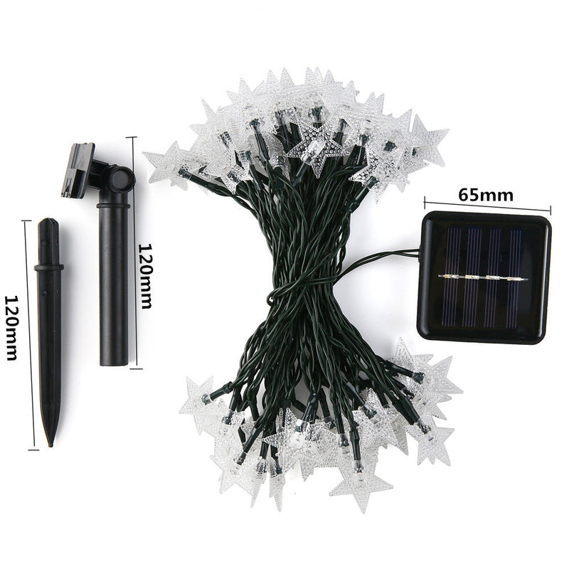 Guirlande solaire étoile blanche 12m 100 LED IP65