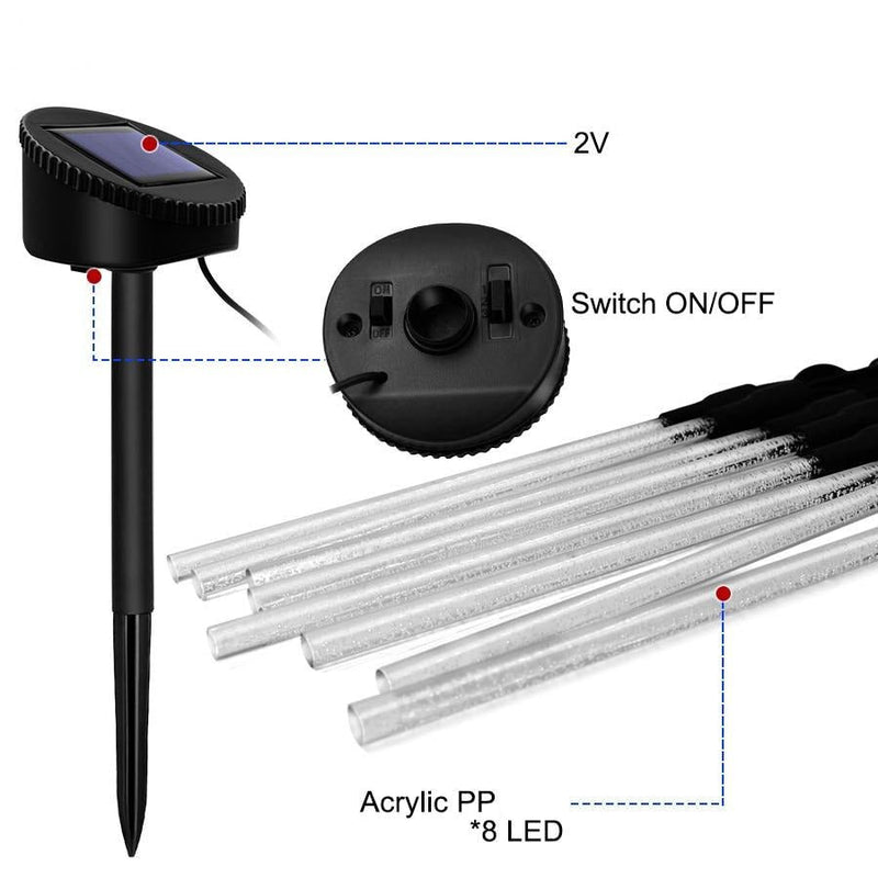 Piquet solaire jardin tube lumineux à bulle LED blanche