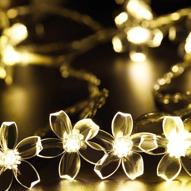 Guirlande solaire fleurs de pêcher LED pour jardin