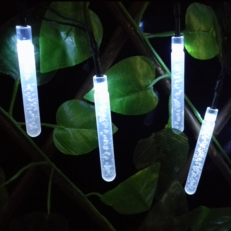 Guirlande solaire tube LED bulle blanche jardin