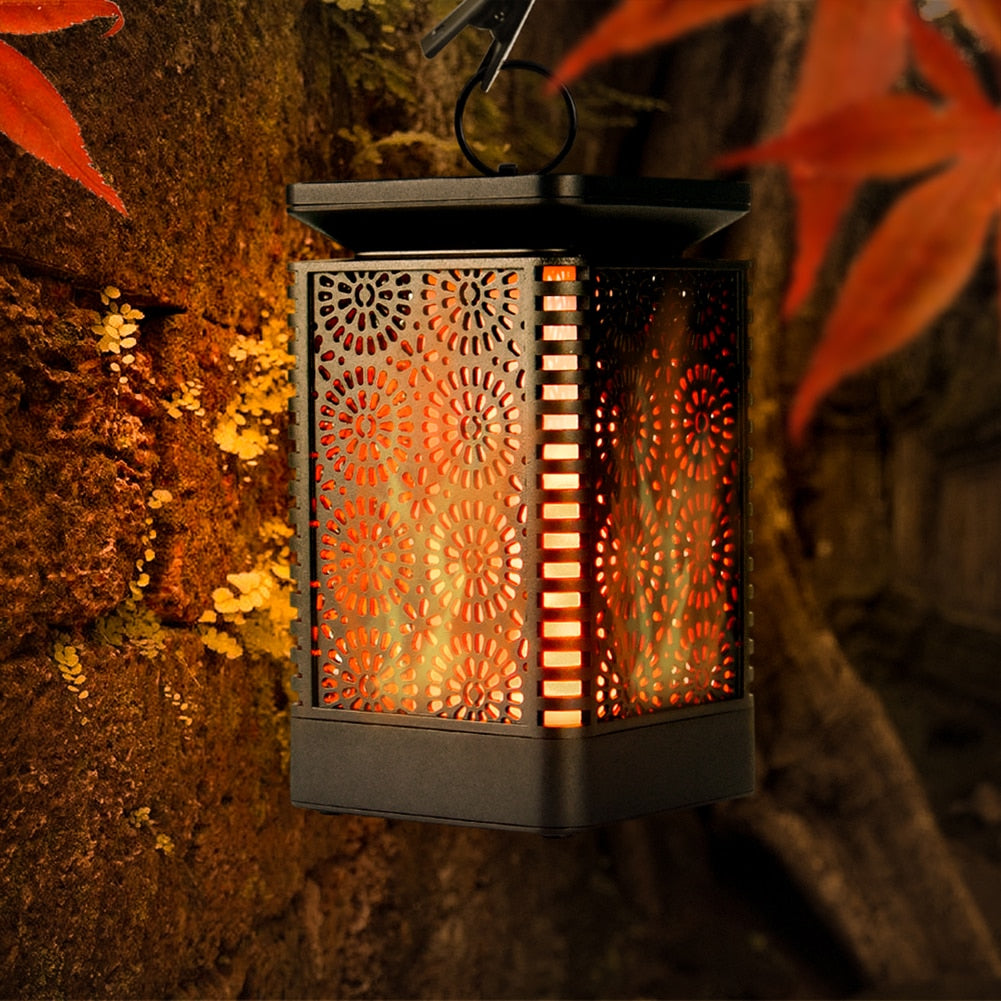 Lanterne solaire effet flamme vintage LED pour jardin