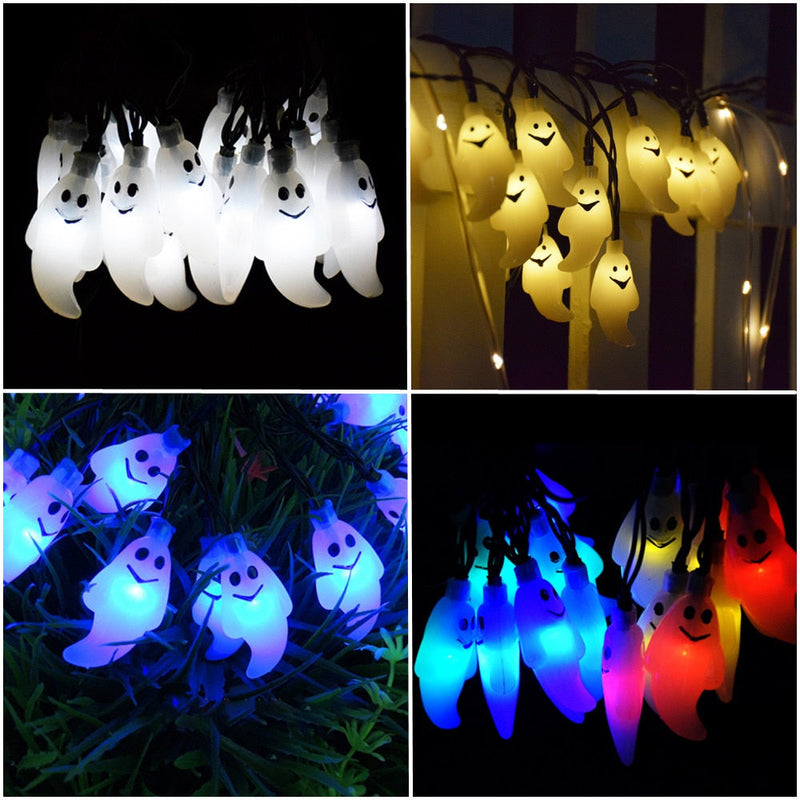 Guirlande solaire fantômes Halloween LED IP65 multicolore