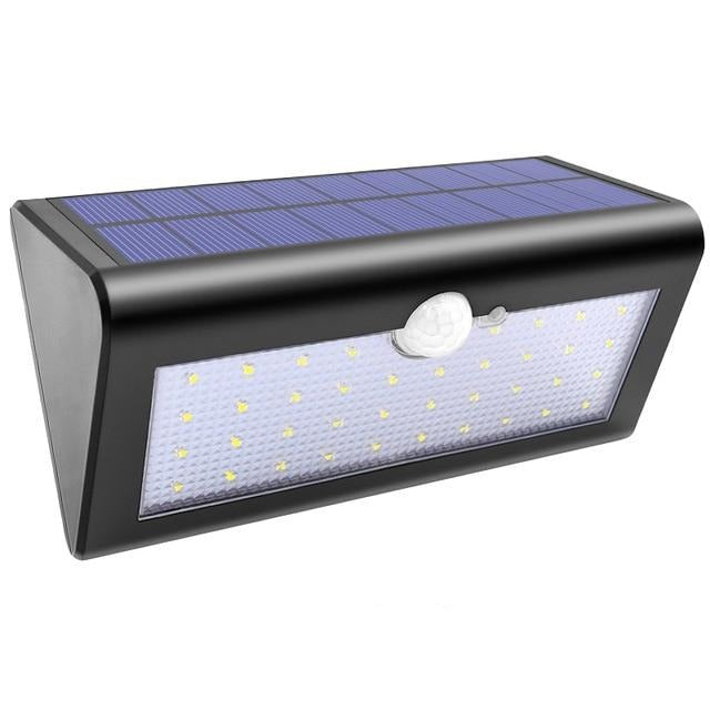 Applique murale solaire extérieure 38 LED noire puissante étanche pour jardin