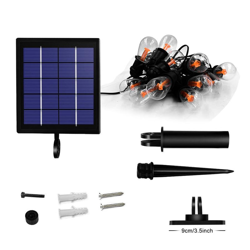 Guirlande solaire jardin 12 ampoules LED guinguette de 10 mètres