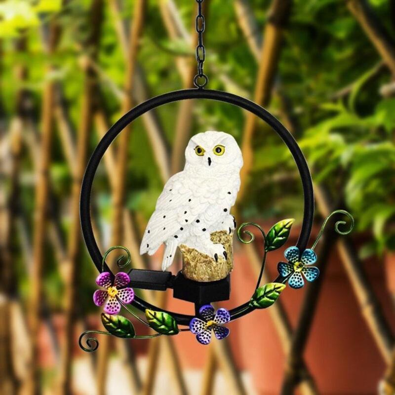 Lampe solaire décorative chouette à suspendre jardin