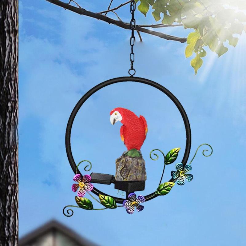 Perroquet solaire suspendu résine jardin