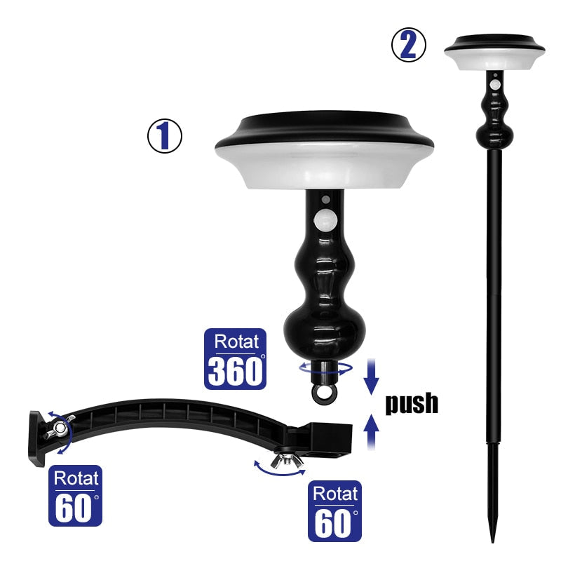 Balise solaire lampe changeante 2en1 54 LED multicolore pour jardin