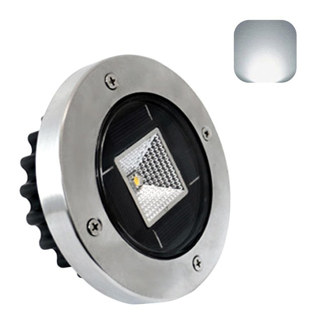 Balise solaire LED inox étanche IP67 plantée dans une allée