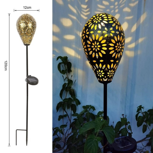Lampe solaire piquet boule coton jardin
