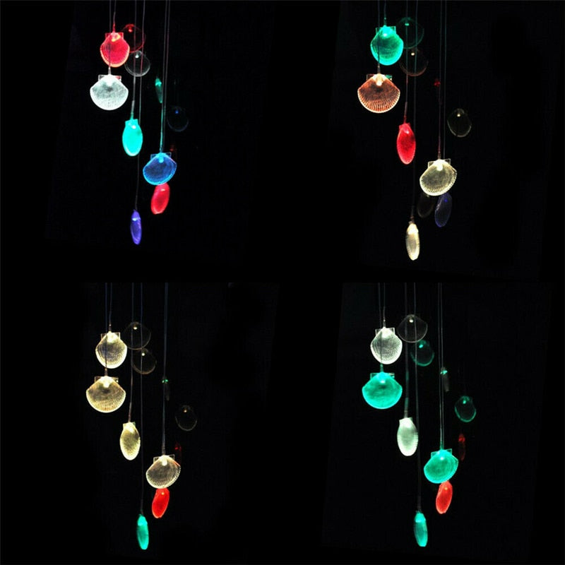 Carillon solaire coquillage LED multicolore jardin
