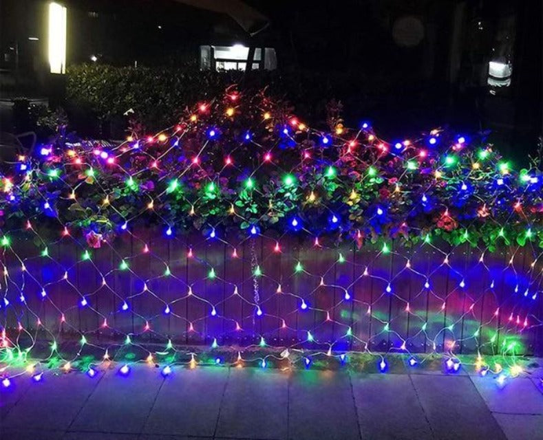 Guirlande solaire rideau 104 LED télécommande