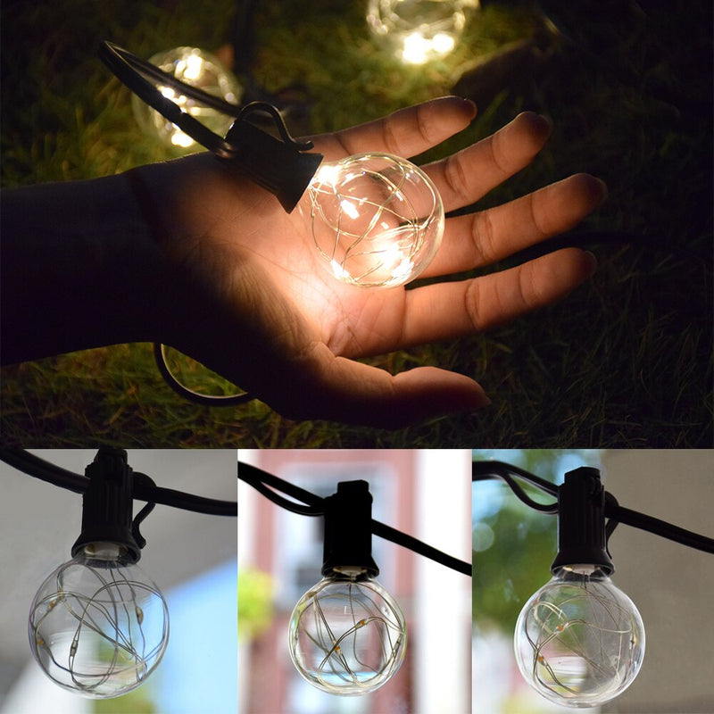 Guirlande solaire ampoules G40 claires guinguette