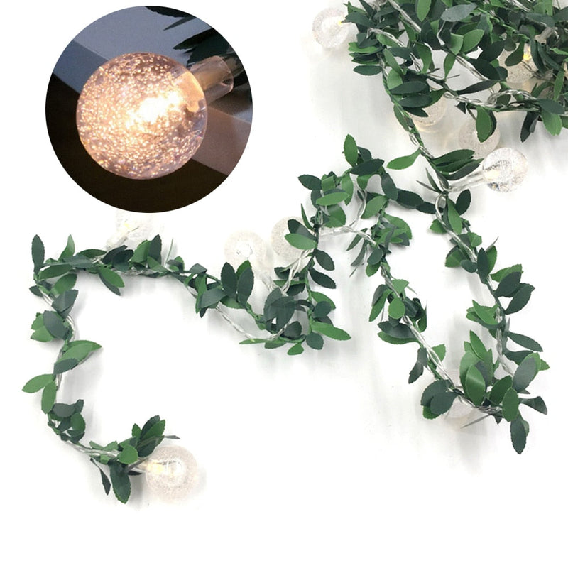 Guirlande solaire vigne verte boule à bulle LED jaune