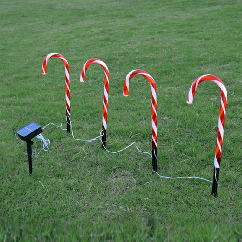 Guirlande solaire sucre d'orge rouge blanc déco Noël
