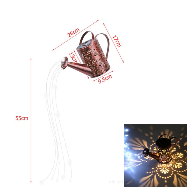 Arrosoir lumineux solaire métal motif éventails pour jardin