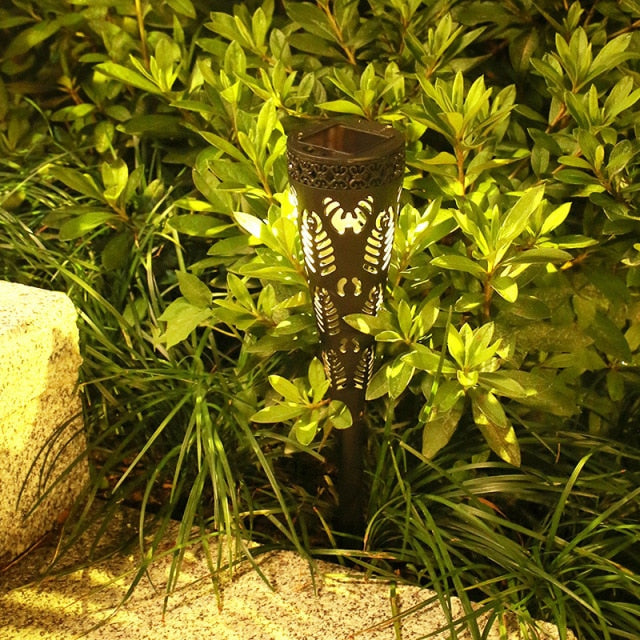 Lot de 4 balises solaires LED sur piquet pour jardin