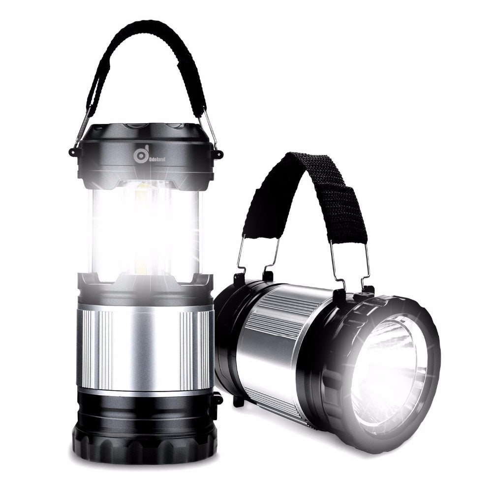 Lanterne solaire camping 2 en 1 pliable allumée