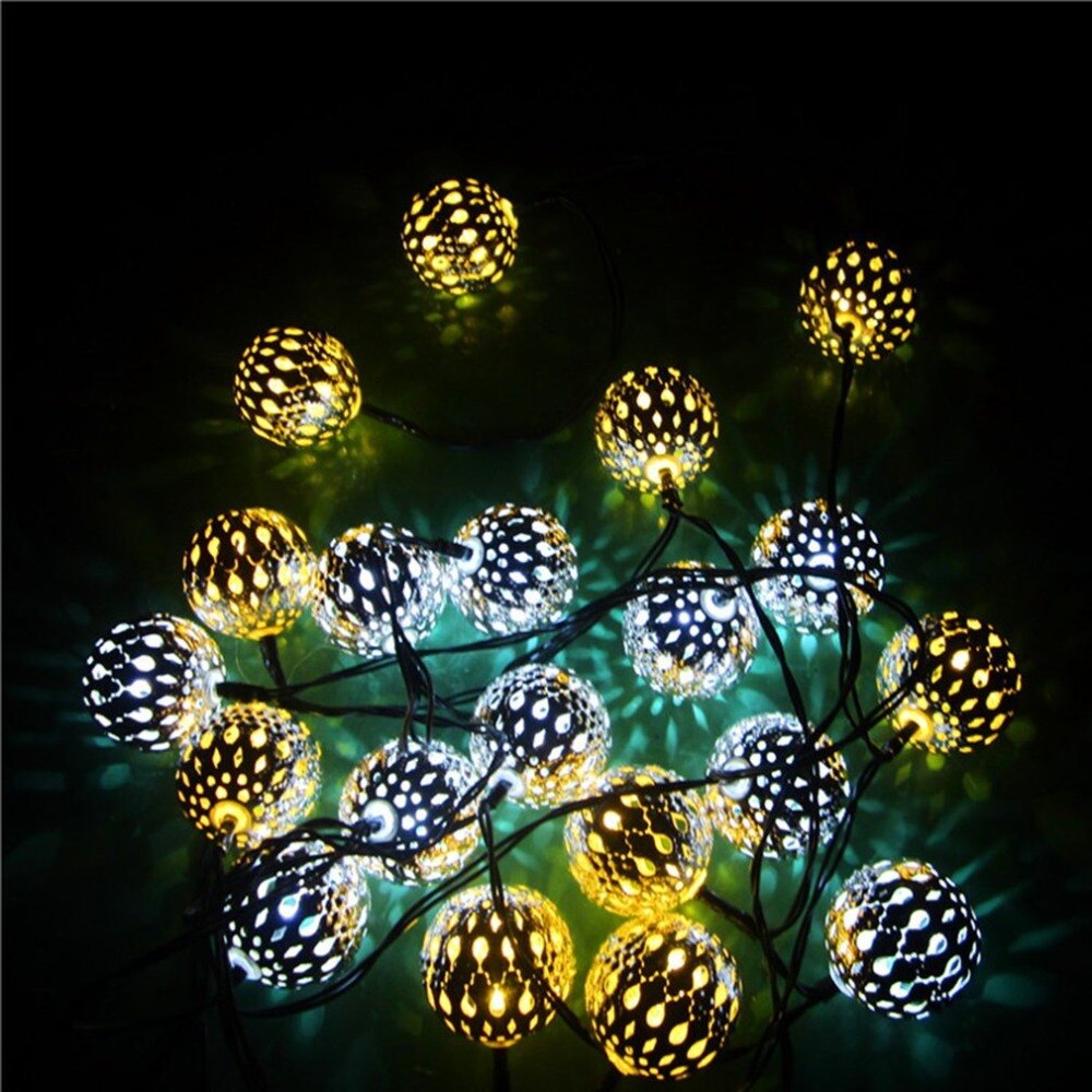 Guirlande solaire marocaine LED boules argentées