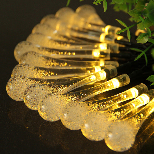 Guirlande solaire gouttes d'eau LED multicolore jardin