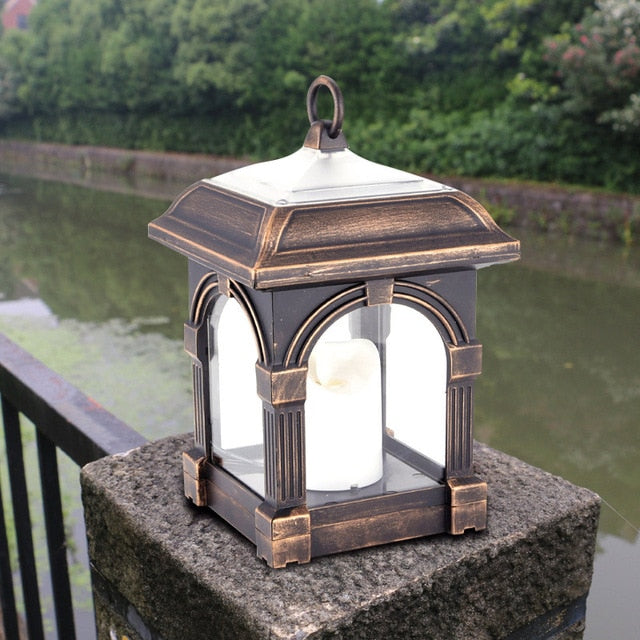 Lanterne solaire bougie vintage effet flamme IP65 jardin