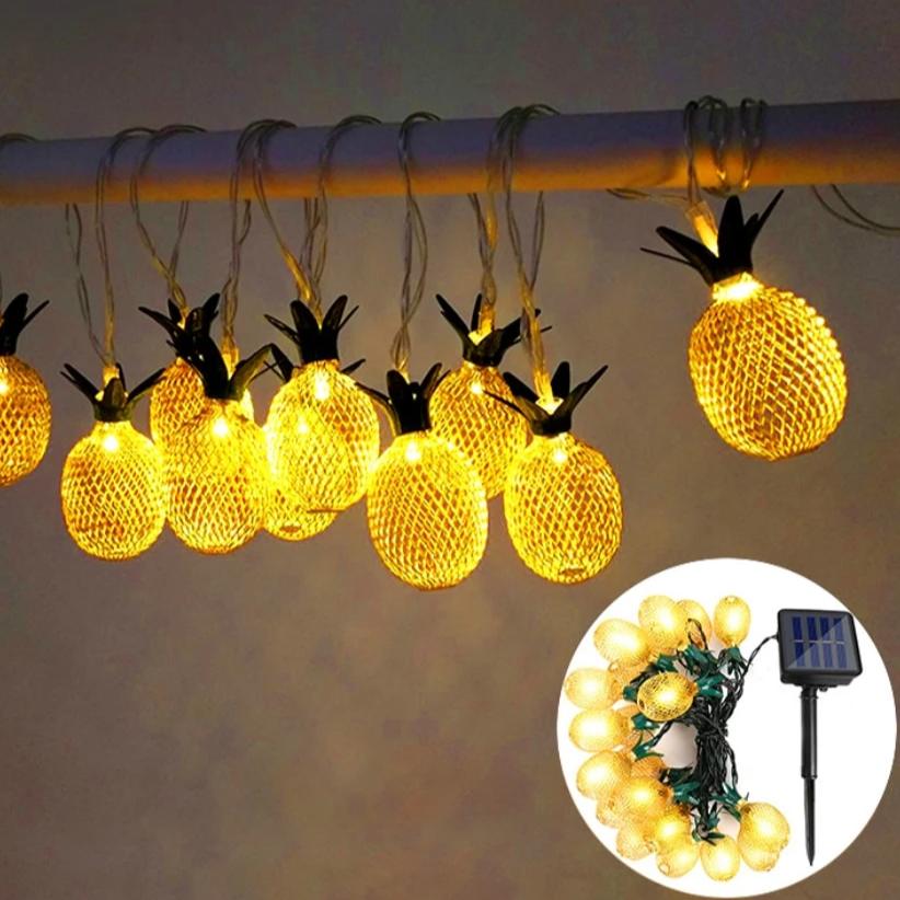 Guirlande solaire ananas lumineux 10 LED extérieur