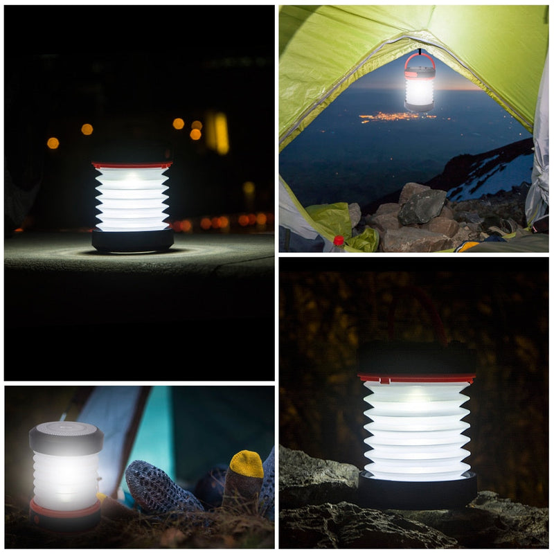 Lampe solaire camping pliable étanche IP68 USB noire