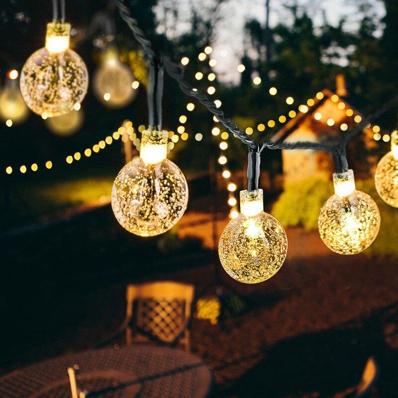 Guirlande solaire 20 boules bulles jaune 5m IP65