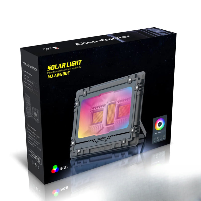 Projecteur solaire puissant LED couleur changeante RGB - vue produit
