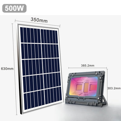 Projecteur solaire LED couleur changeante 500W - dimensions