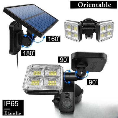 Projecteur solaire double orientable 160°/180° IP65 étanche