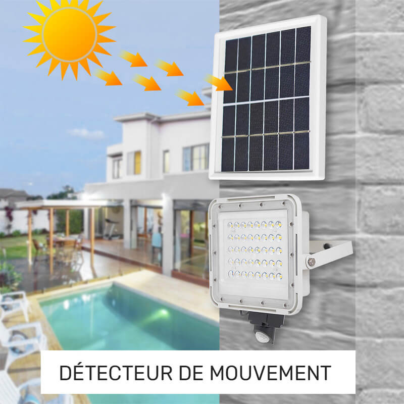 Projecteur solaire extérieur LED avec détecteur de mouvement