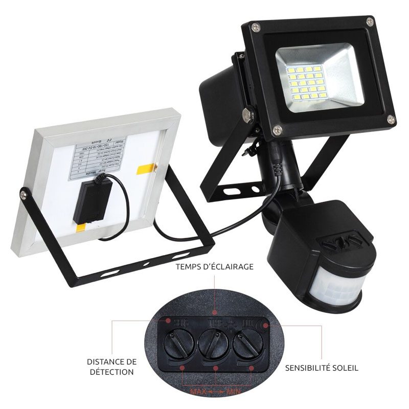 Projecteur solaire avec panneau déporté
