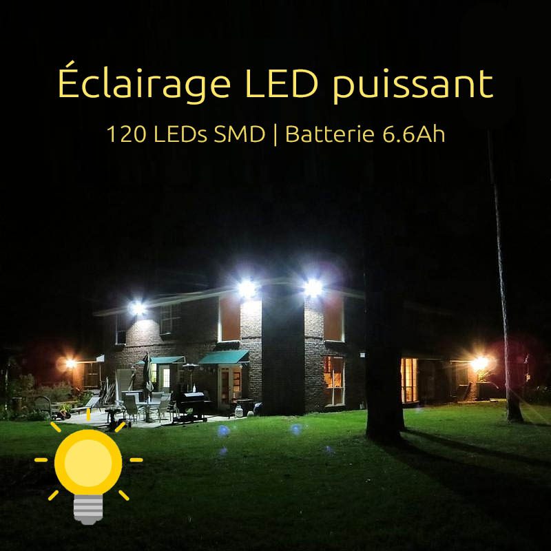Projecteur solaire 1100 lumens avec détecteur de mouvement