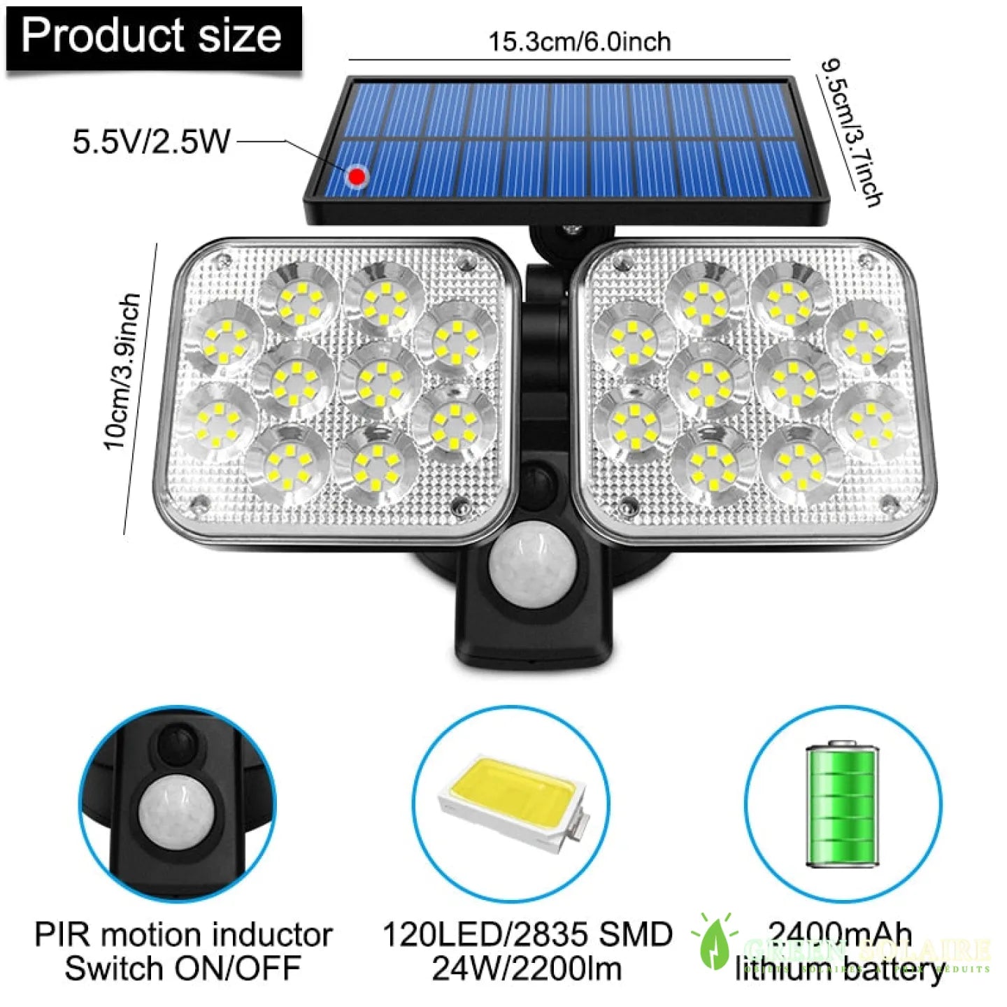 PROJECTEUR SOLAIRE 2 TÊTES