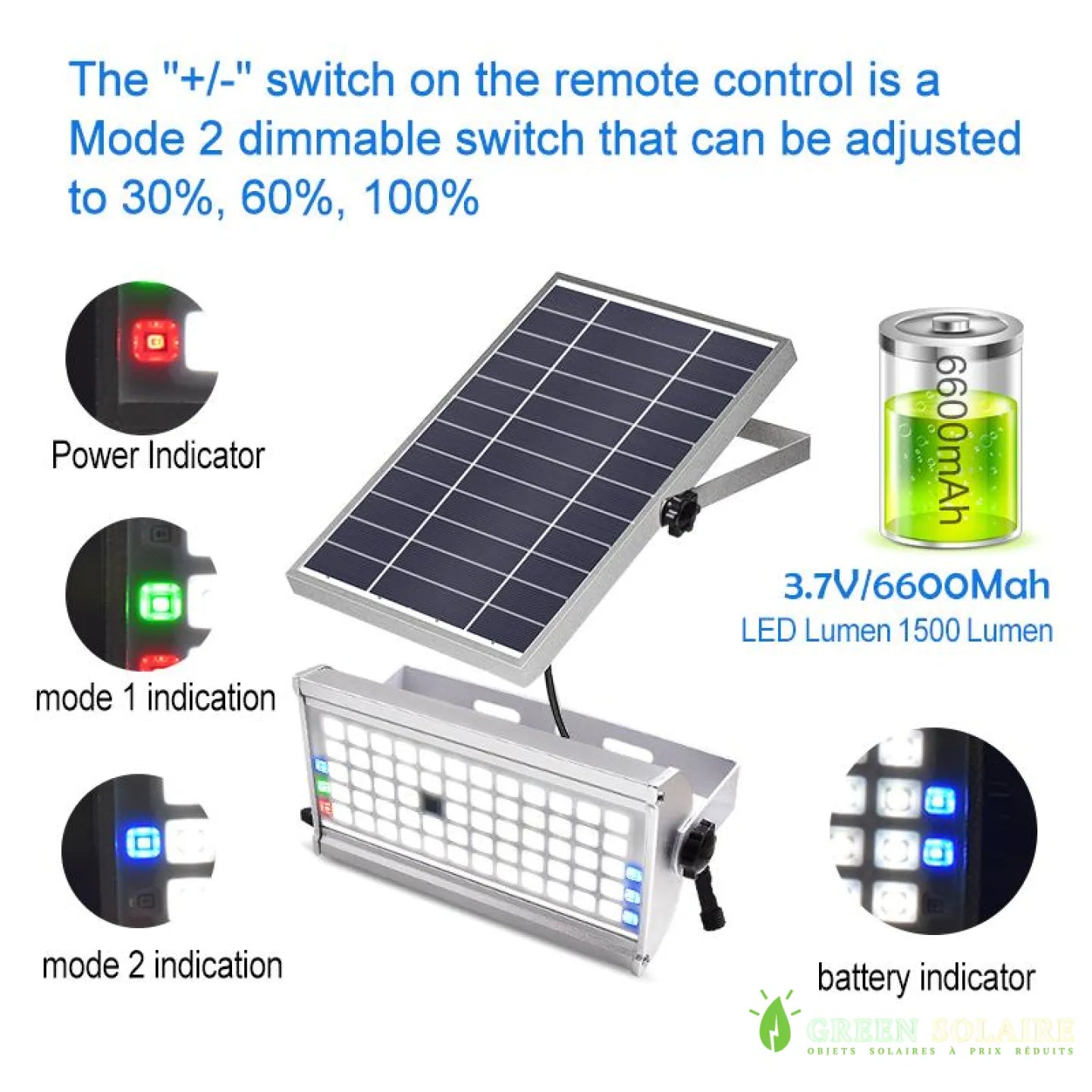 PROJECTEUR SOLAIRE À DÉTECTEUR 65 LED AVEC TÉLÉCOMMANDE