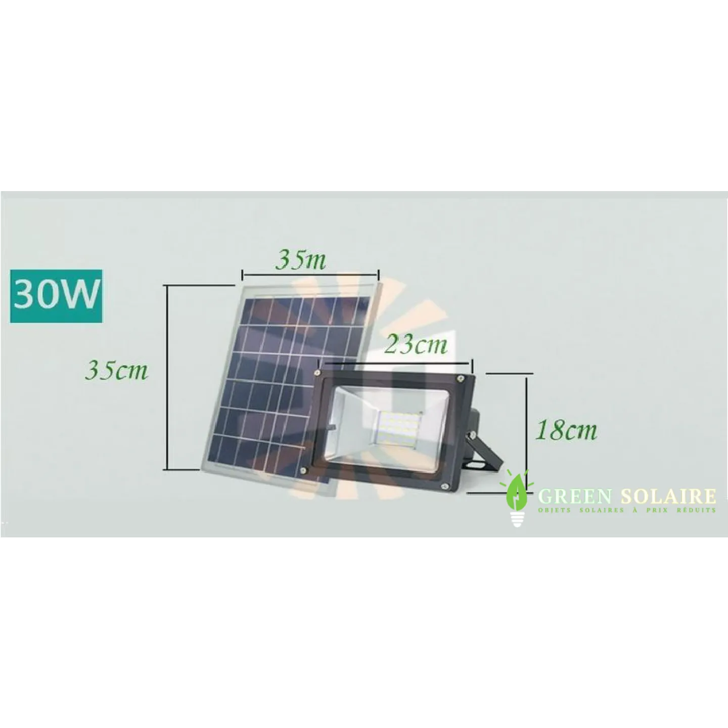 Projecteur Solaire Aluminium 50W 30W 20W 10W - 30W