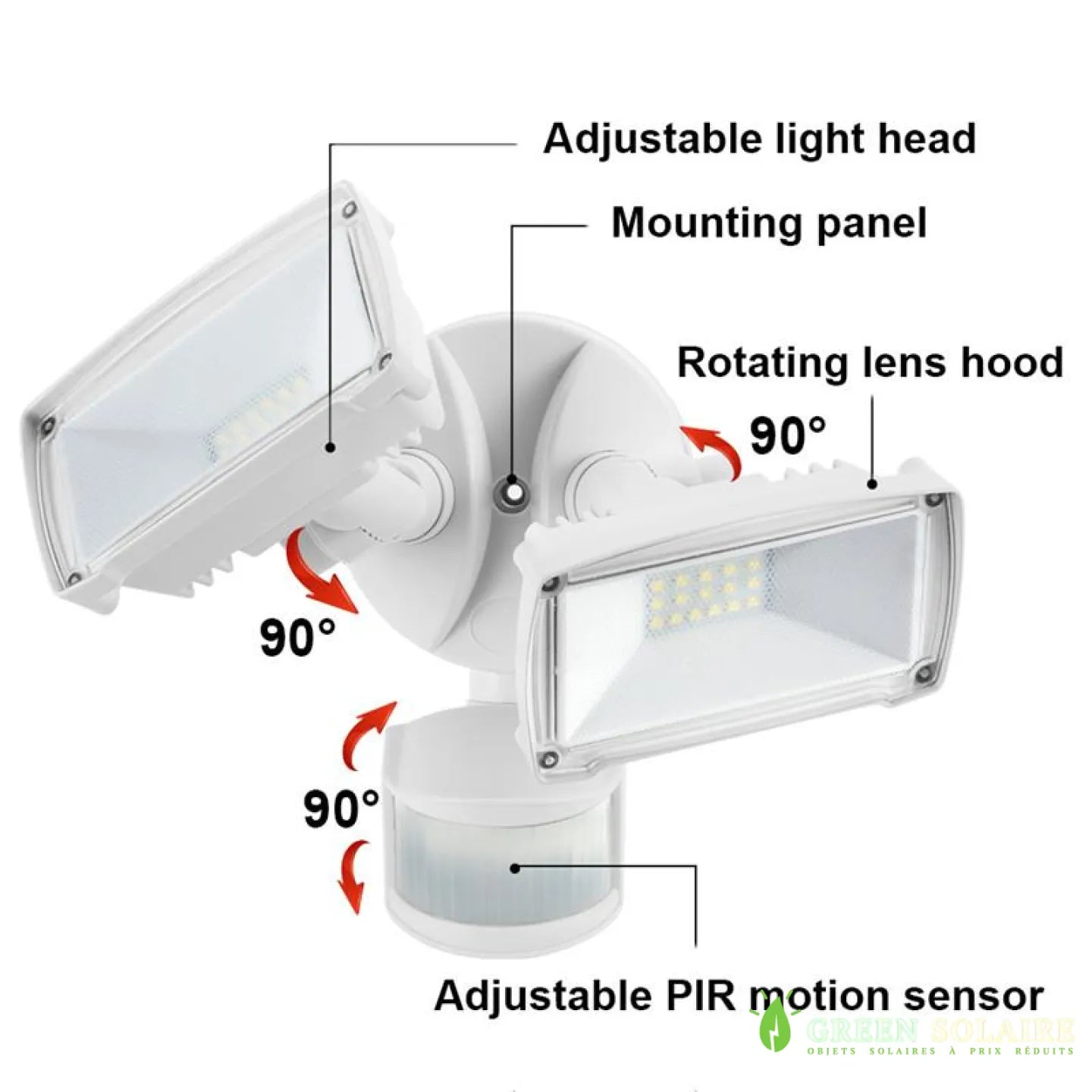 Projecteur Solaire Double 950 Lumens