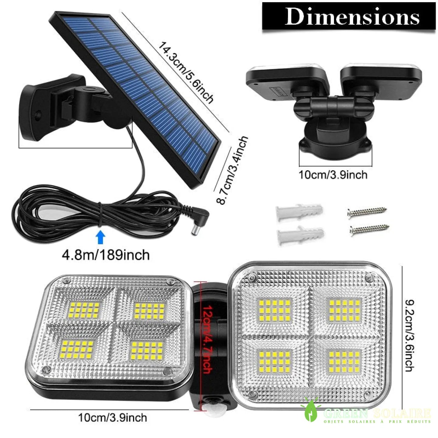 PROJECTEUR SOLAIRE DOUBLE ORIENTABLE