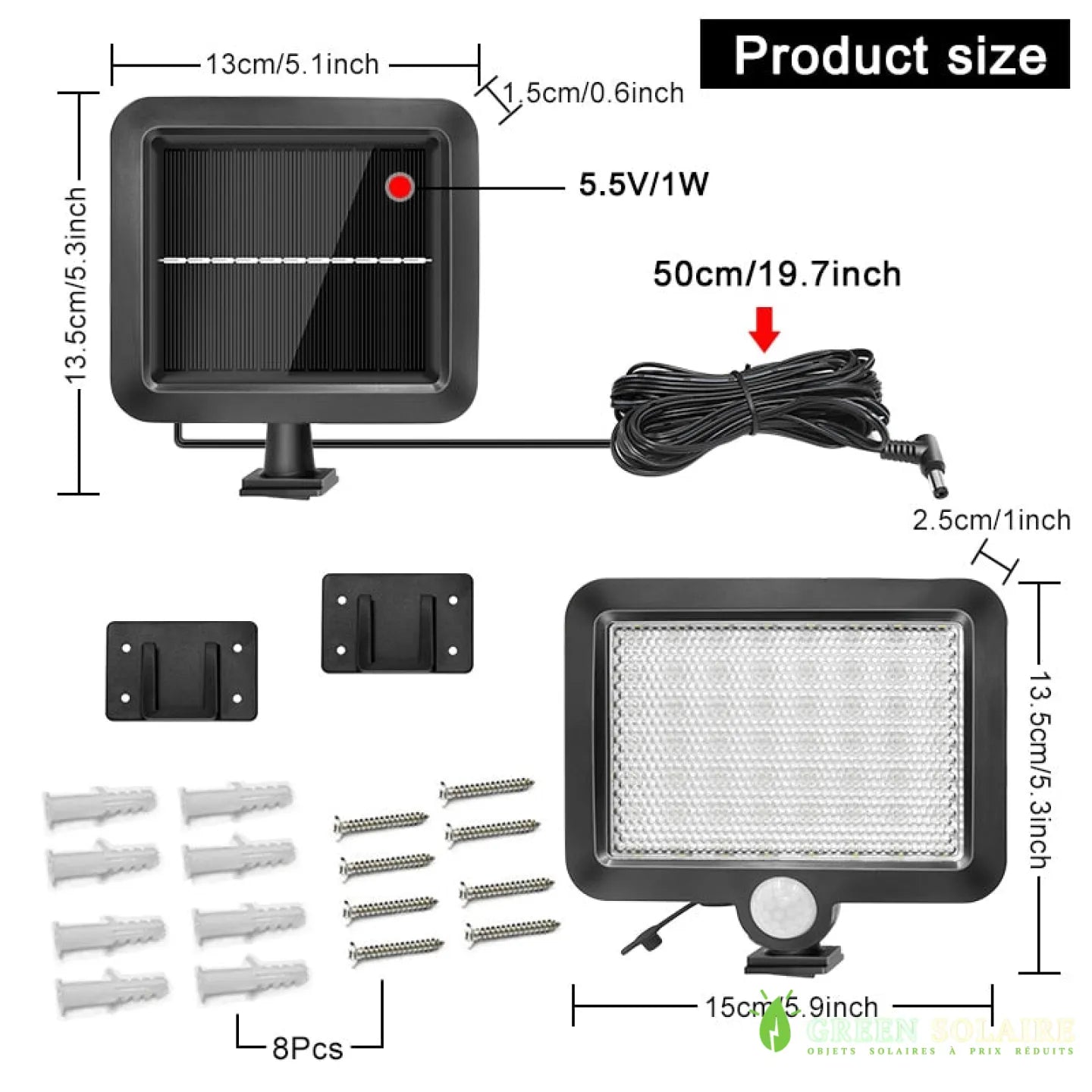 PROJECTEUR SOLAIRE EXTÉRIEUR AVEC DÉTECTEUR DE MOUVEMENT