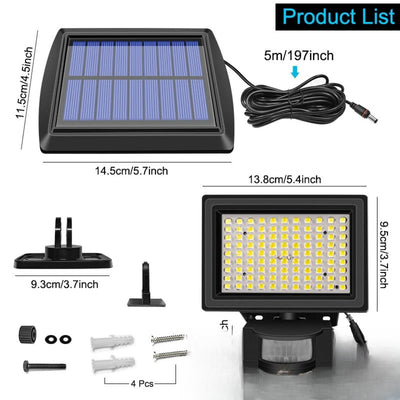 Contenu et dimensions du projecteur solaire puissant