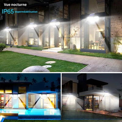 Projecteur solaire à tête orientable étanche IP65 éclairant une maison