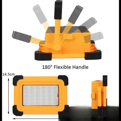 Projecteur LED solaire USB avec poignée flexible 180° - dimensions